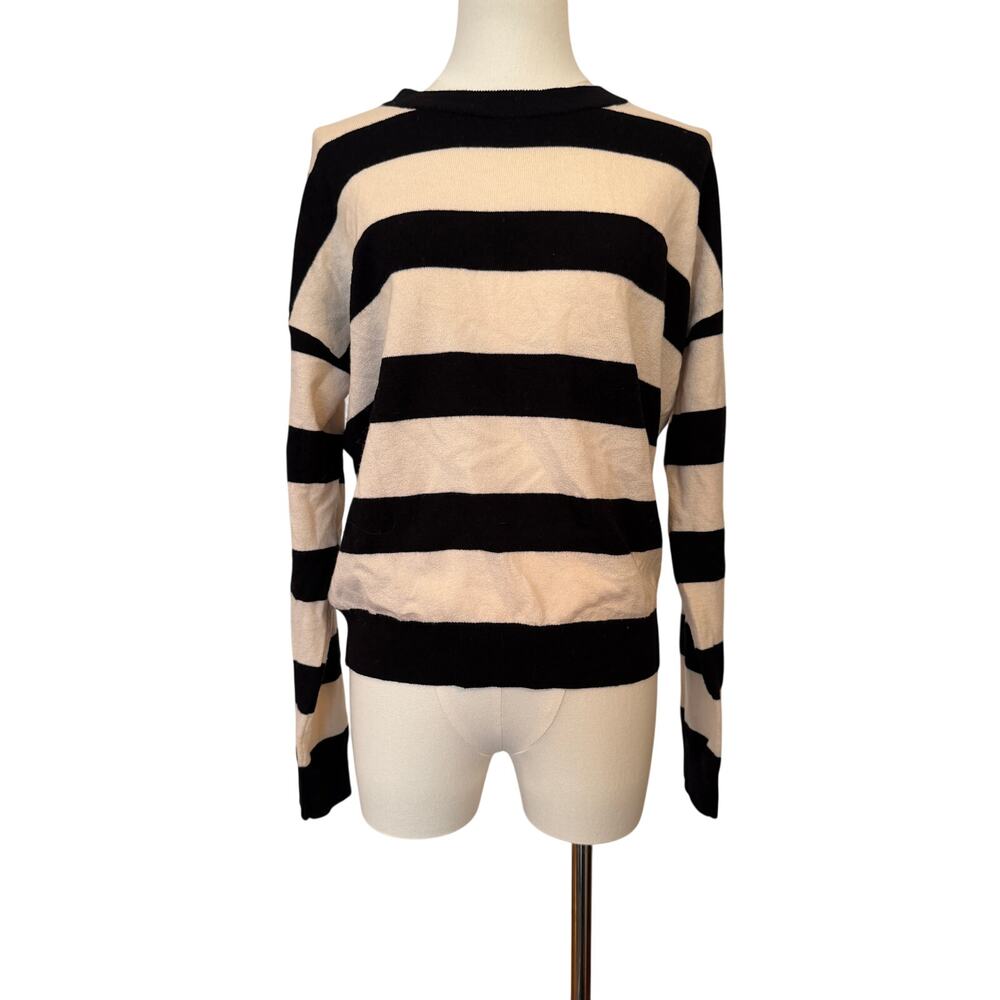 Kendall & Kyle Sweater Open Back Black & Ivory Stripe Medium